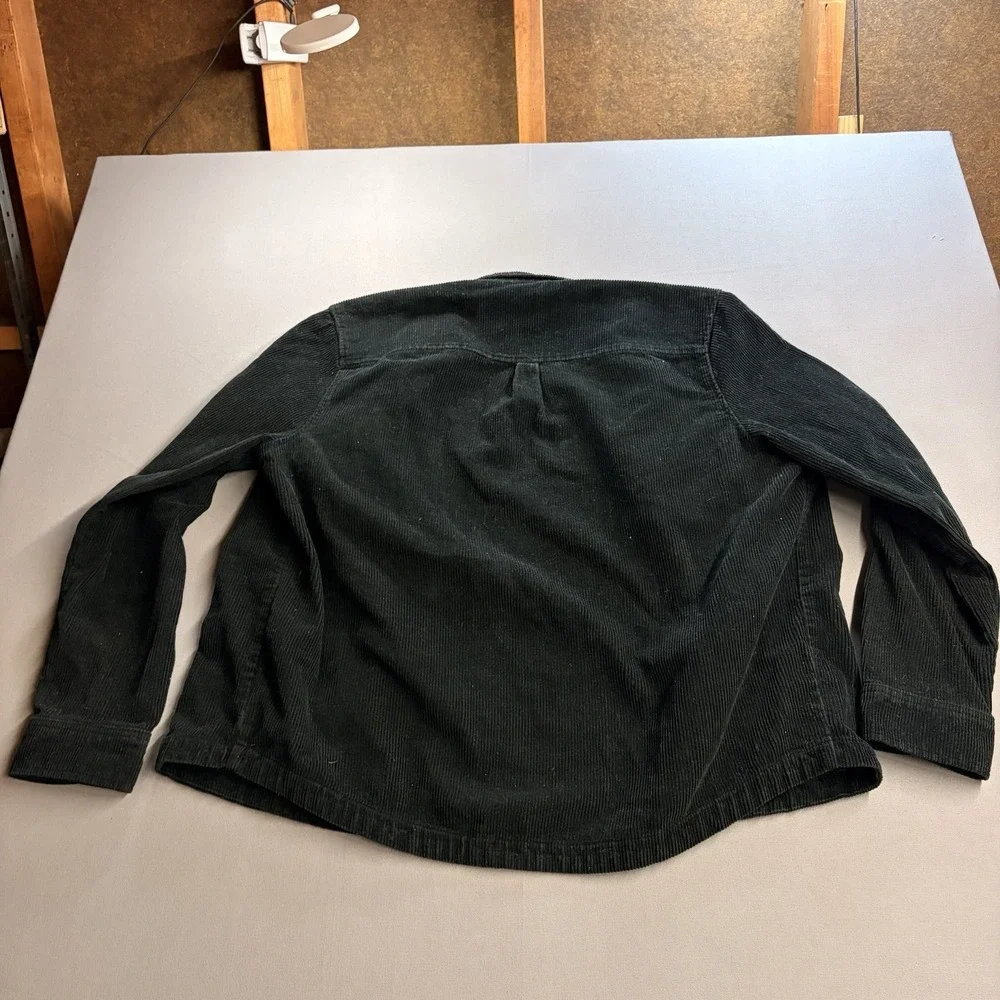 Thesaurus Black Corduroy Shirt Mens L Cotton Button Front Jacket Chore Workwear